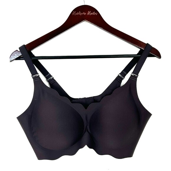 Horisun Bras for Women No Underwire V Neck Scalloped Wireless Sz 2XL Charcoal R1 - Picture 4 of 9